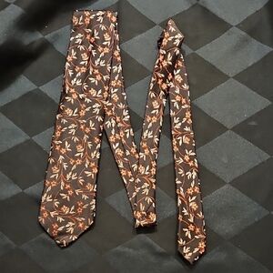 Paul Fredrick Black and Red Floral Tie